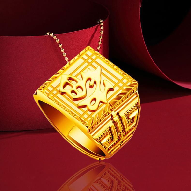 Men's Sand Blonde Wealth Luck Gold Trendy Satine Domineering Ring