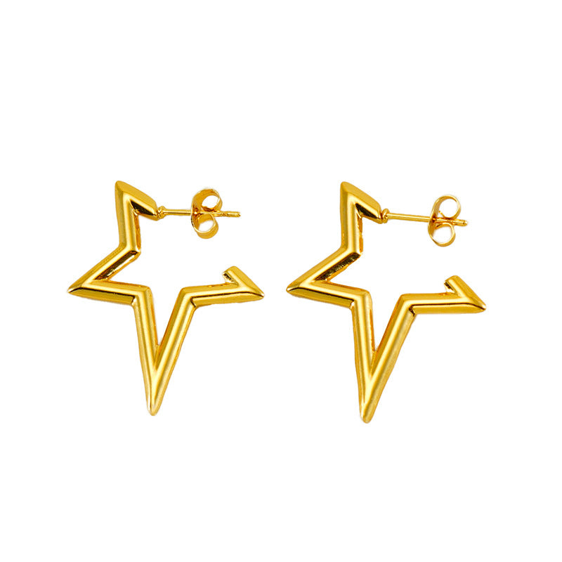 Fashion High Sense Elegant Pentagram Ear Rings