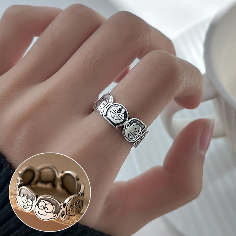 Hammered Female Fashion Personality Creativity Design Rings