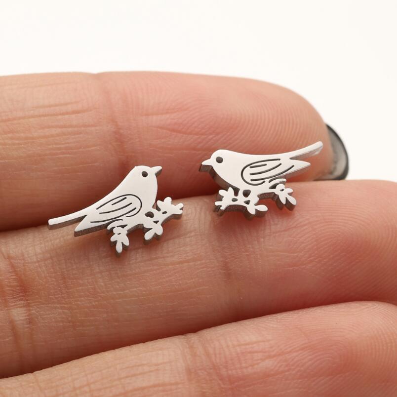 Accessories Stainless Steel Bear Elk Snake Bird Earrings