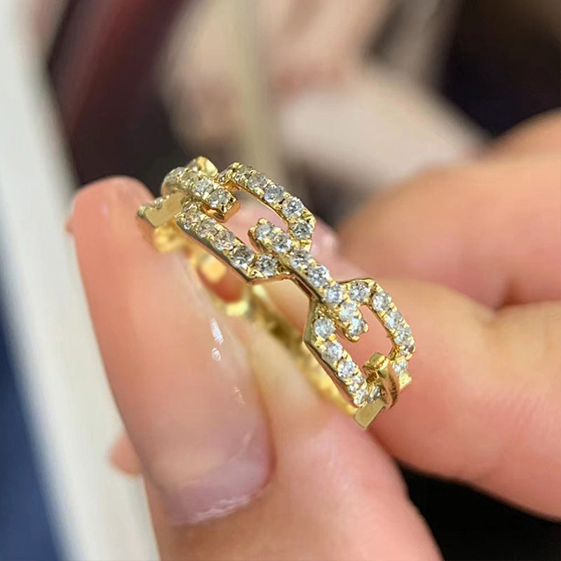 Women's Korean Style High-grade Simple Chain Design Cold Rings