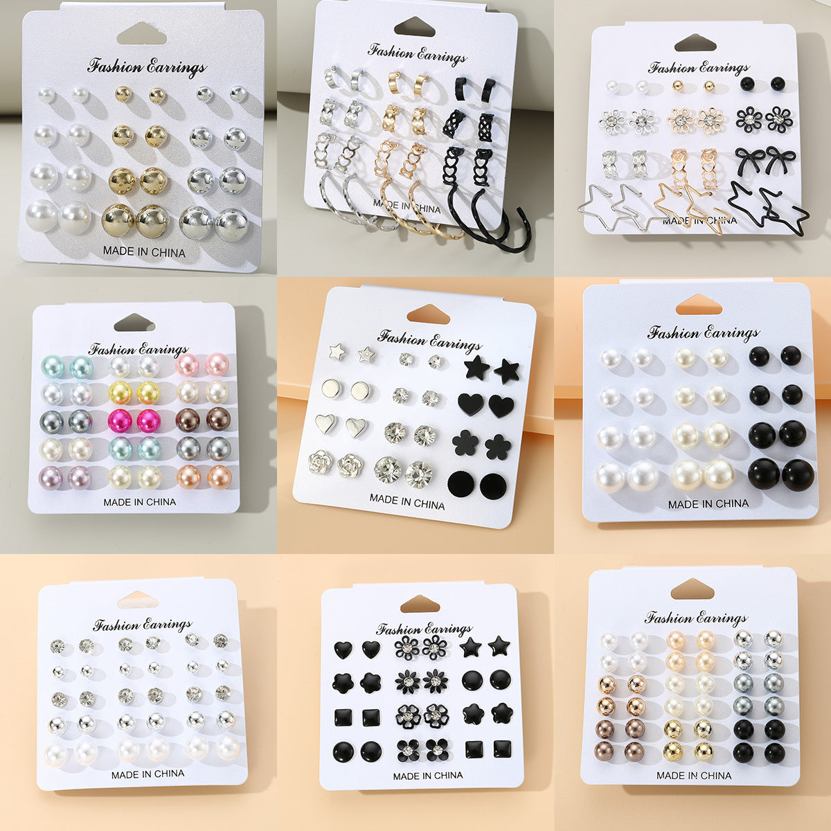 Fashion Geometry Pattern Female One Card Stud Earrings