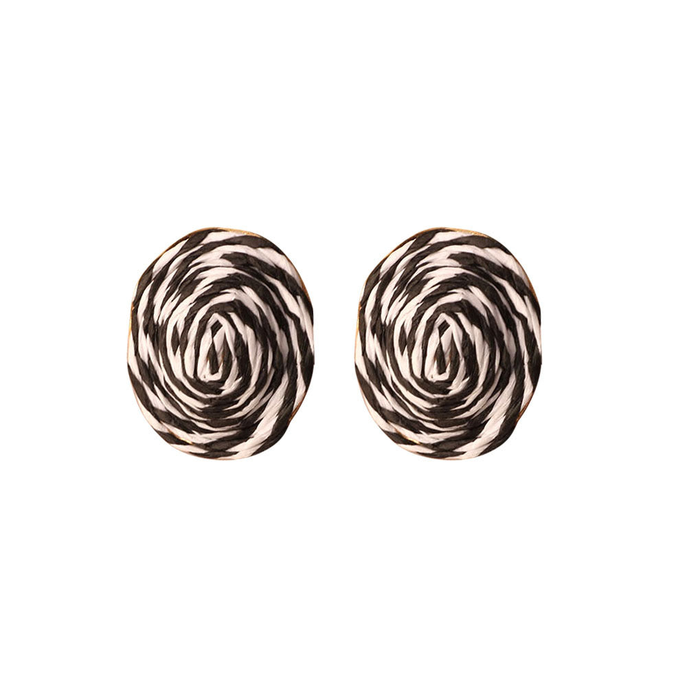 Retro Beach Vacation Bohemian Grass Rattan Woven Female Temperament Long Earrings