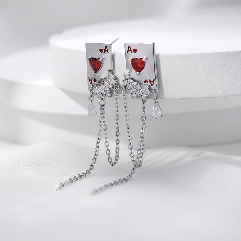 Dripping Oil Design Love Heart Red Peach Elegance Stud Earrings