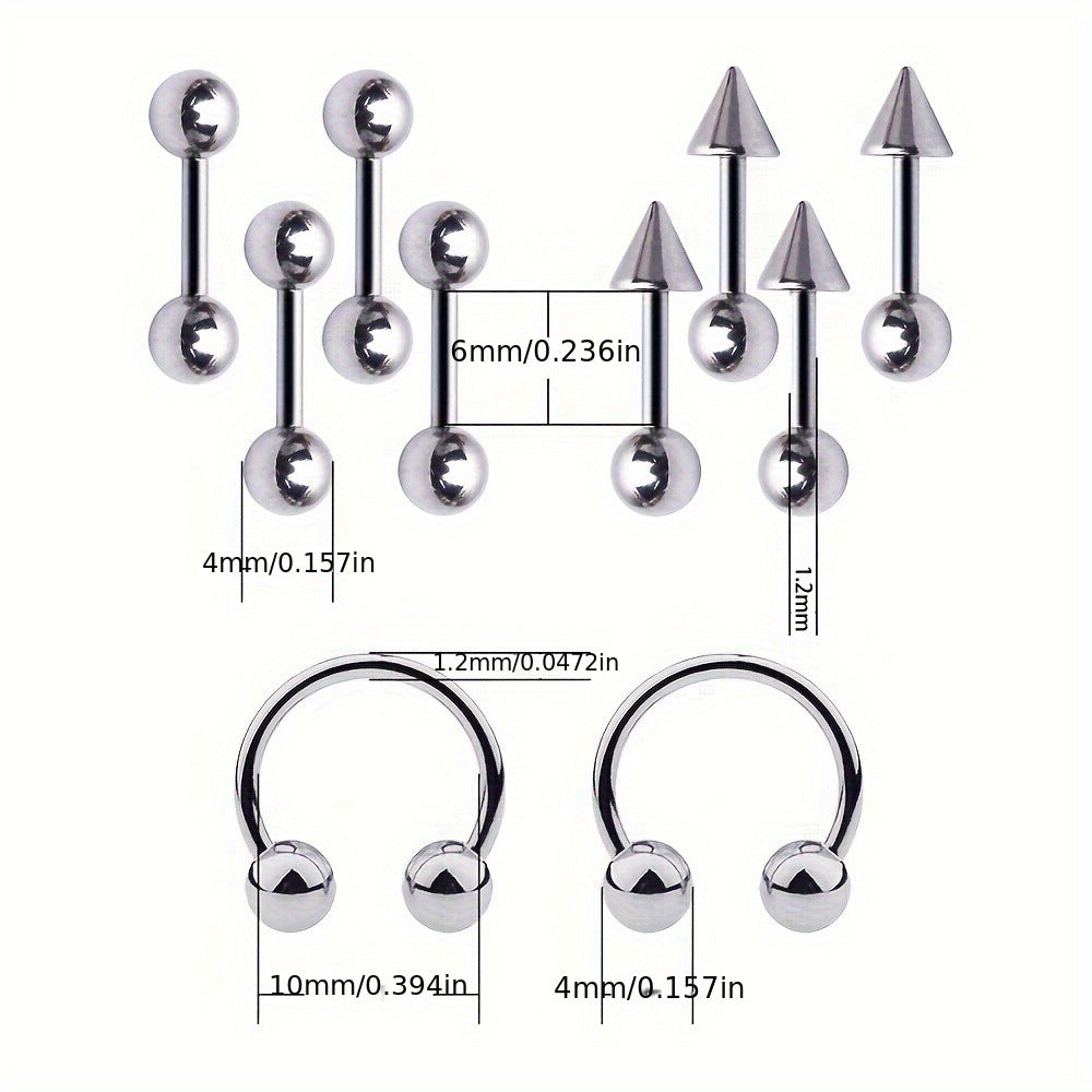 Nail Round Ball Pointed Cone Straight Rod Nose Horseshoe Piercing Rings