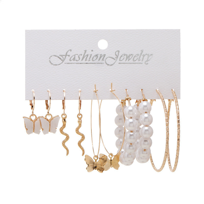 Creative Simple Acrylic Alloy Metal Pearl Stud Earrings