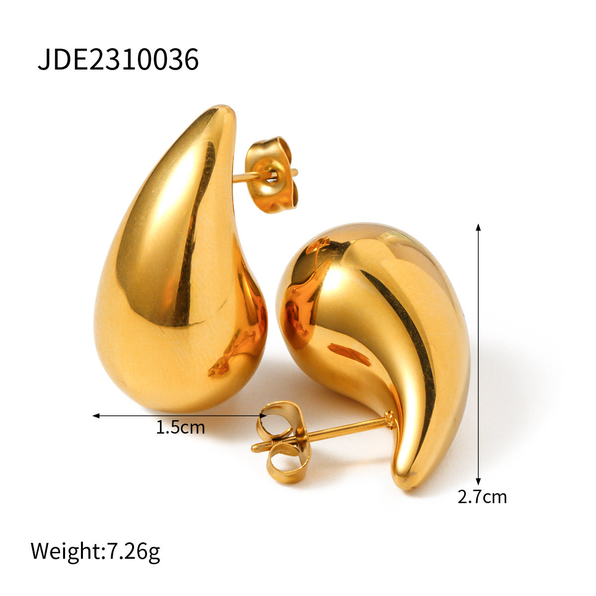 Women's Gold Chubby Water Drop Titanium Steel Earrings