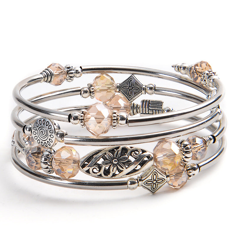 Natural Stone Cut Crystal Winding Female Bracelet