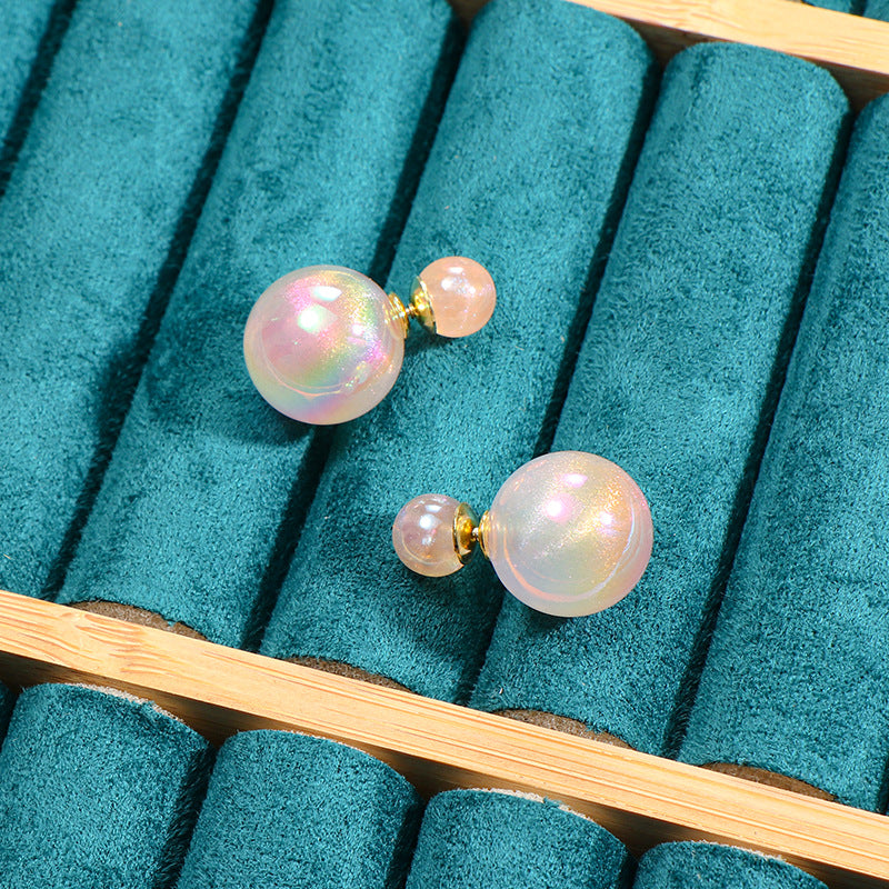 Bow Female Refined Wild Front Back Tassel Big Stud Earrings