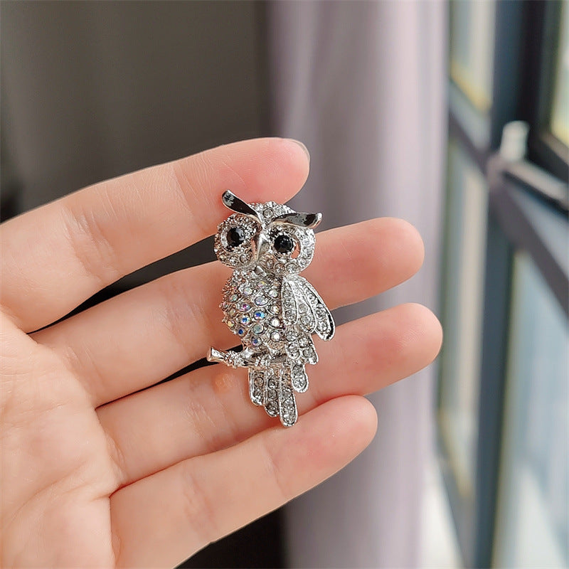 Unique Exquisite Owl Full Diamond Corsage Brooches