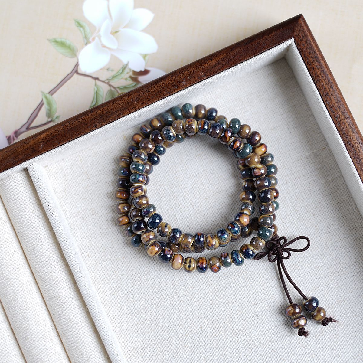 Chinese Style Three Twin Beads Ceramic Bracelets