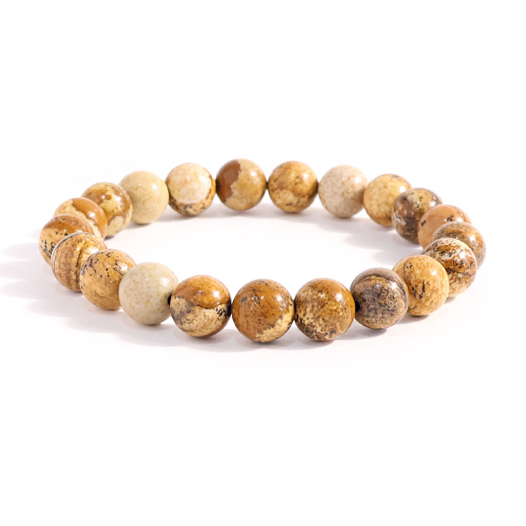 Natural Stone Beaded Stretch Agate Round Beads Turquoise Pink Bracelet