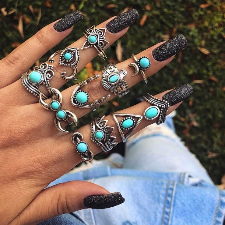 Combined Set Suit Bohemian Vacation Metal Rings