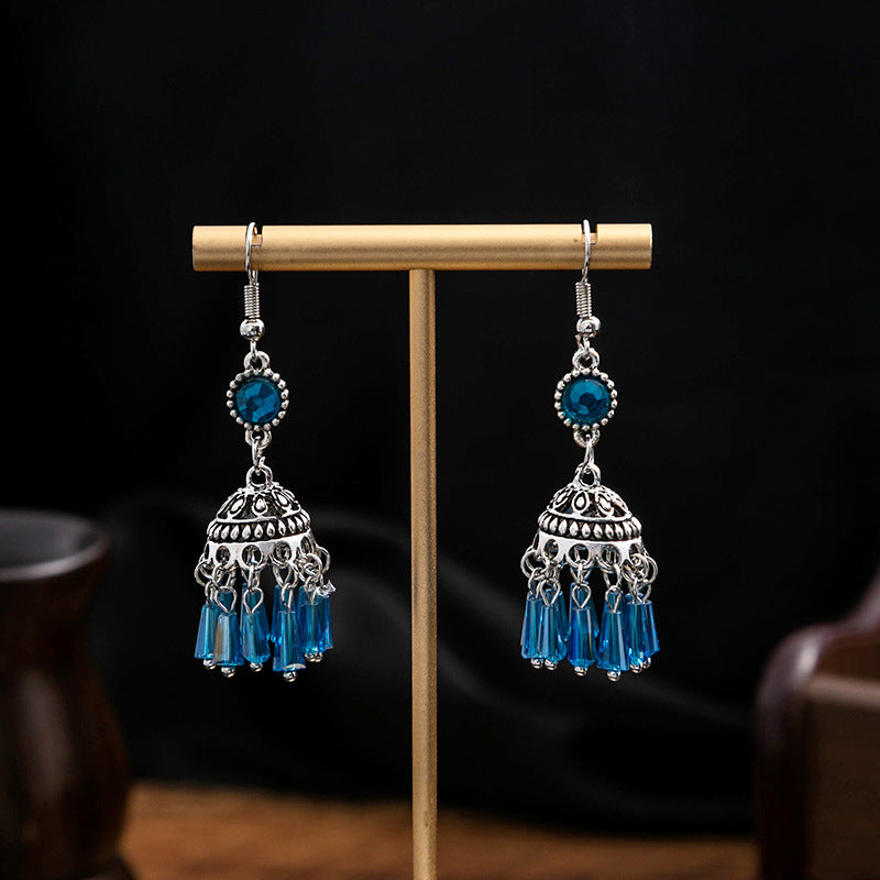 Women's Style Turquoise Vintage Owl Geometric Feather Tassel Rings