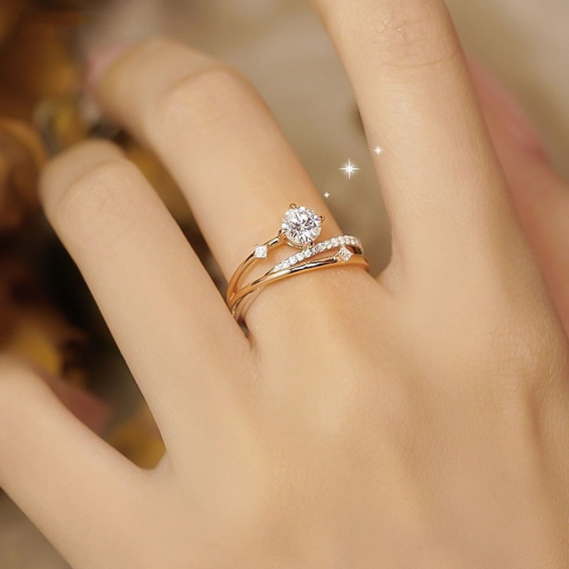 Women's Starry Sky Sterling Sier Light Luxury Ring