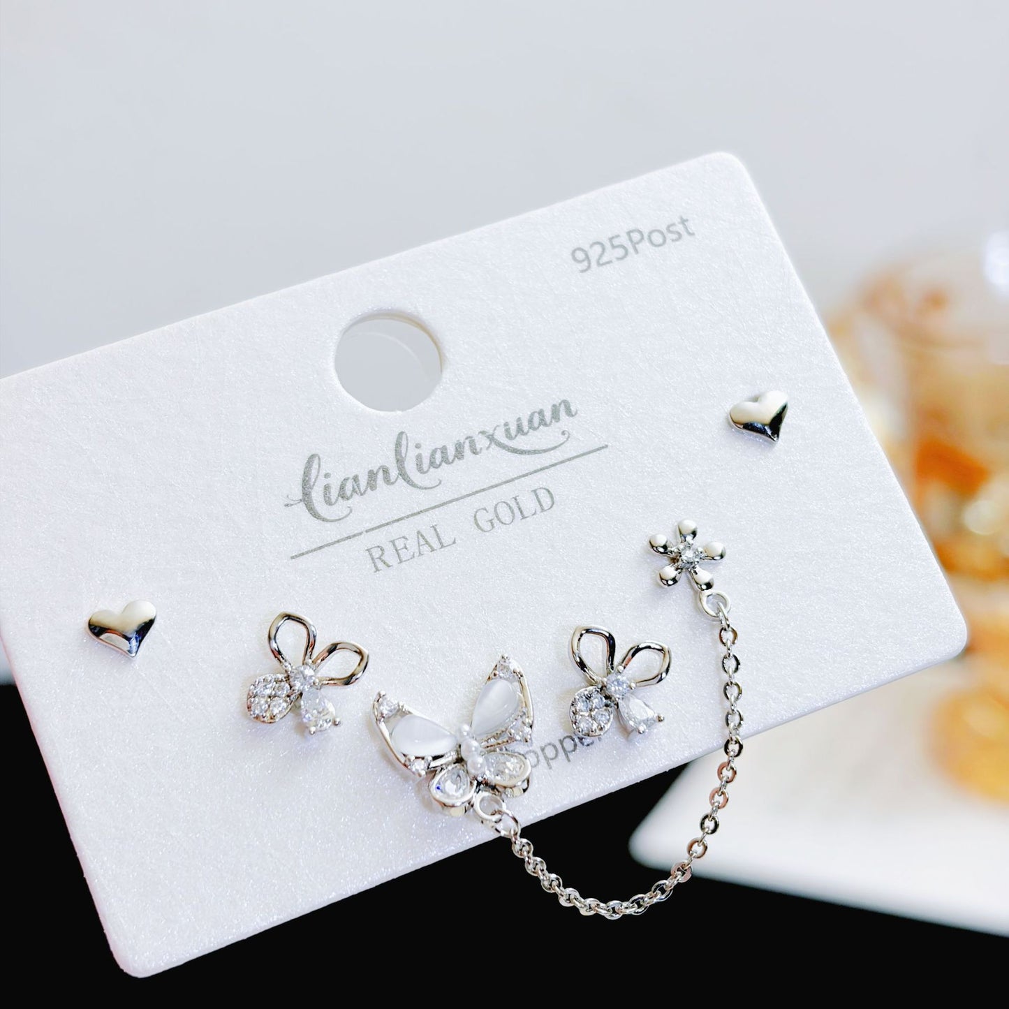 Micro Inlaid Zircon Pearl Commuter Three Pairs Earrings