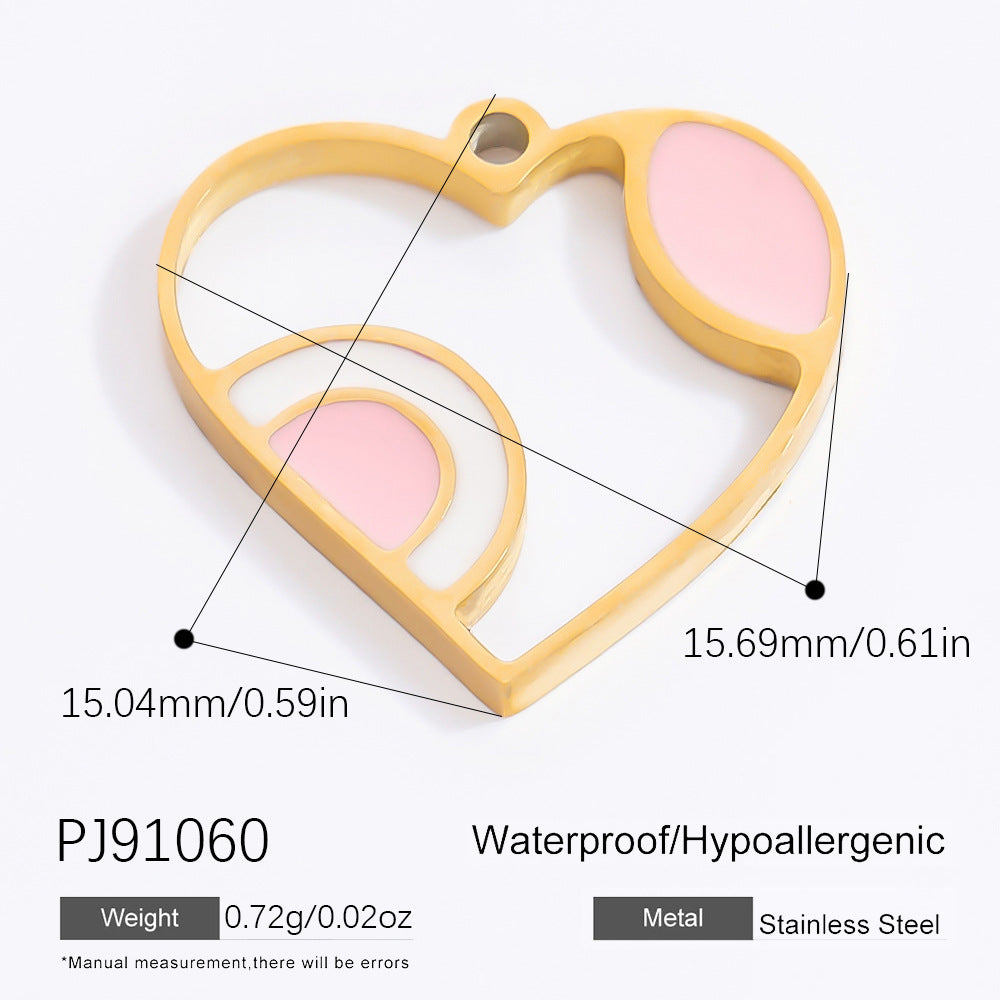 Inlaid Color Diamond Candy Moon Heart Earrings
