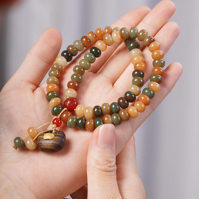 Women's & Men's Natural Bodhi Double Circle Abacus Beads Rosary Hand Bracelets
