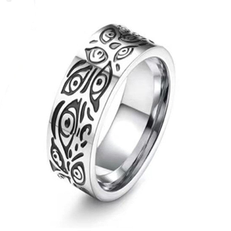 Men's Vintage Baked Fog Wen Titanium Rings