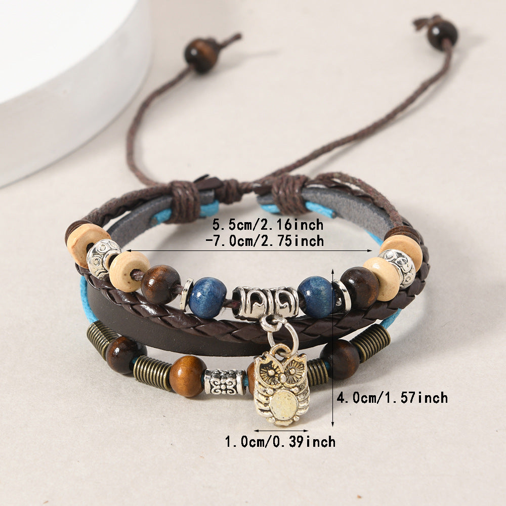 Vintage Beaded Cattle Leather Adjustable Personality Pendants