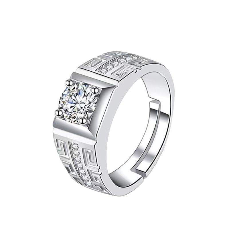 Men's Diamond Single Simulation Karat Wedding Classic Temperament Ring