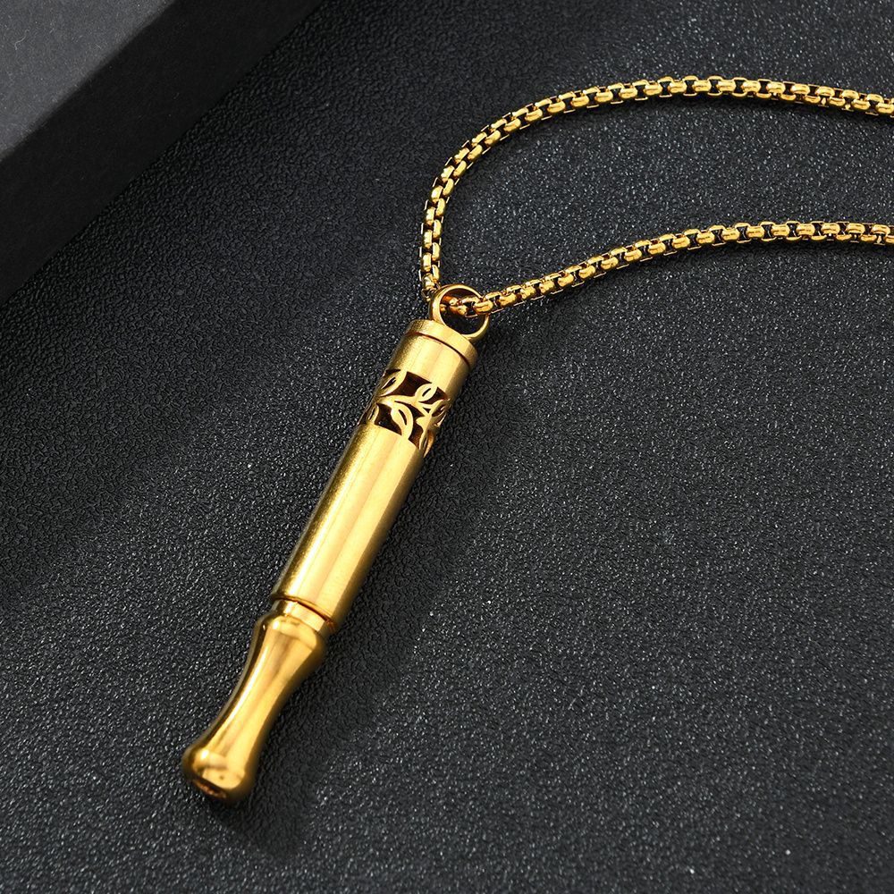 Pattern Whistle Titanium Steel Rotating Twist Aroma Sticks Necklace