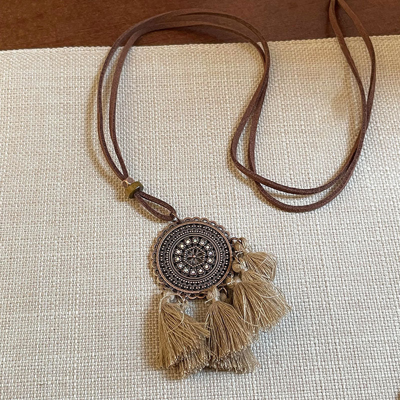 Bohemian Vacation Style Brown Tassel Female Necklaces