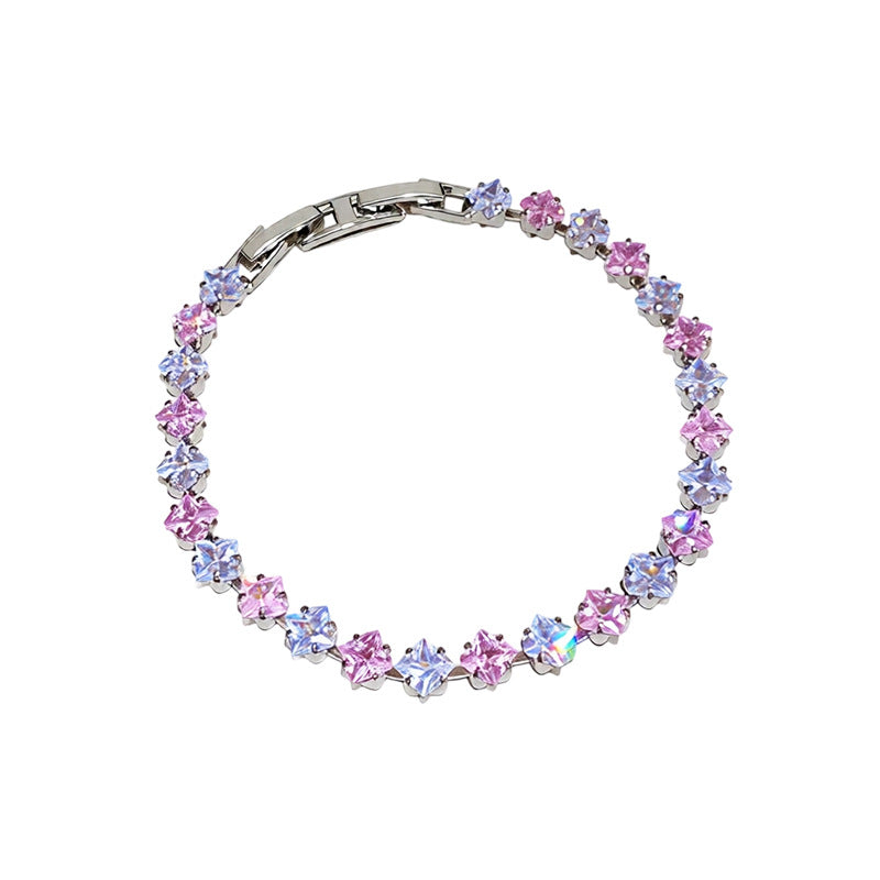 Women's French Entry Lux Zircon Square Stitching Buckle Exquisite Retro Easy Bracelets