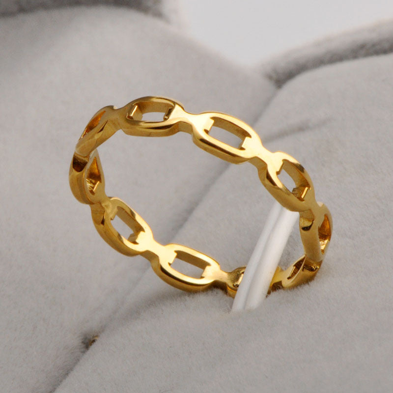 Women's Thin Korean Style Titanium Steel Gold Rings