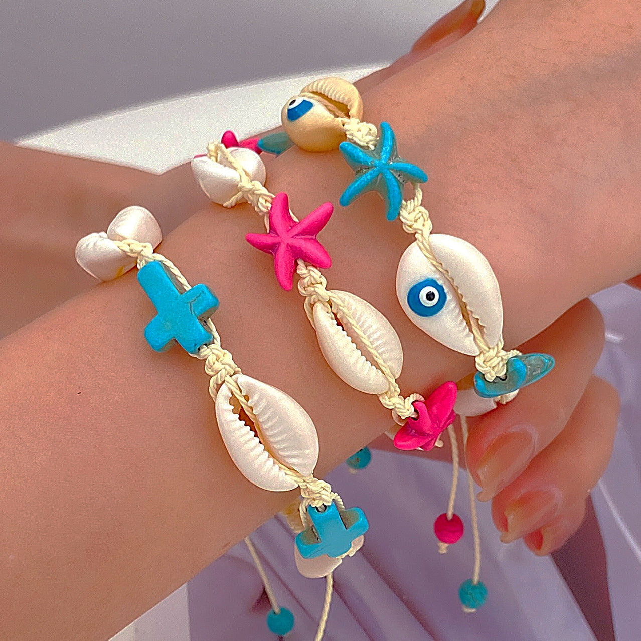 Ocean Style Cartoon Shell Female Bohemian Creative Weaving Turtle Jewelry Set