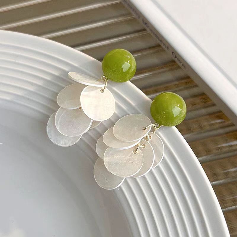 Avocado Green Fashionable Vacation Style Elegant Light Stud Earrings