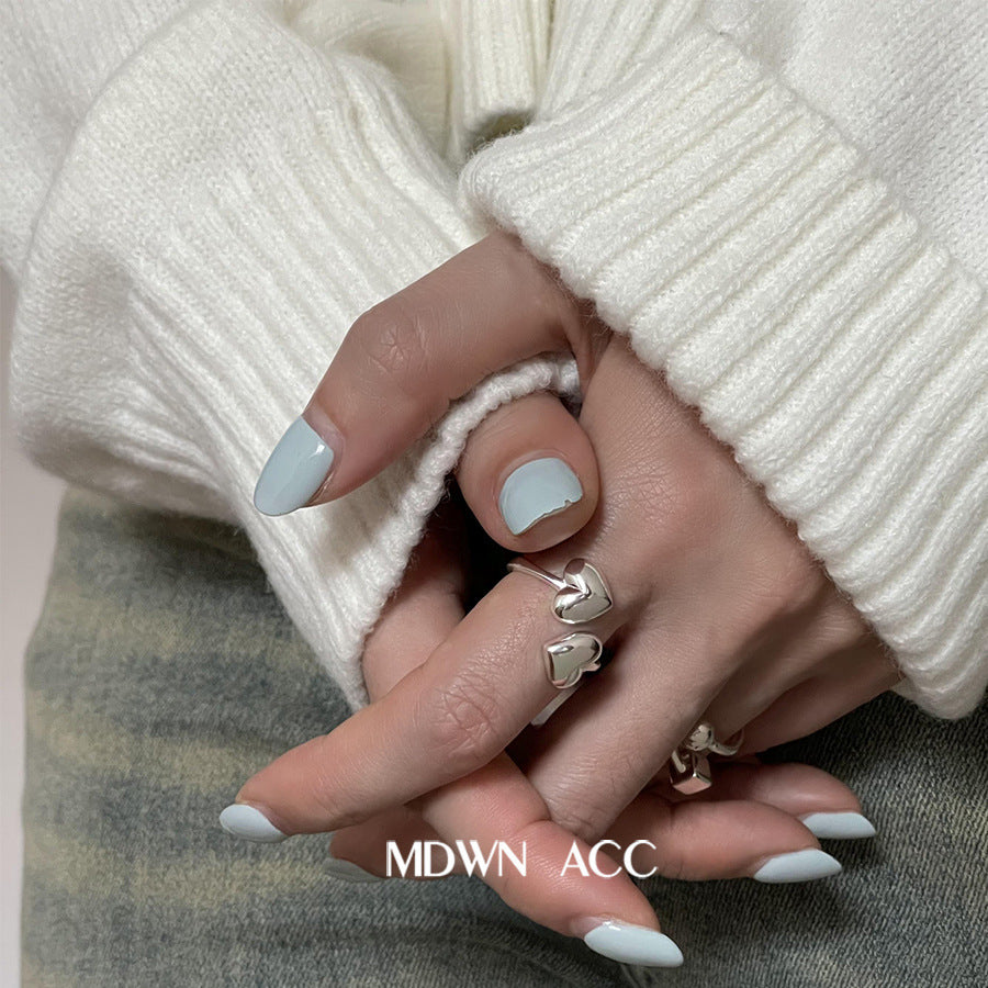 Women's Simple Square Ball Open Versatile Twin Refined Personalized Ring