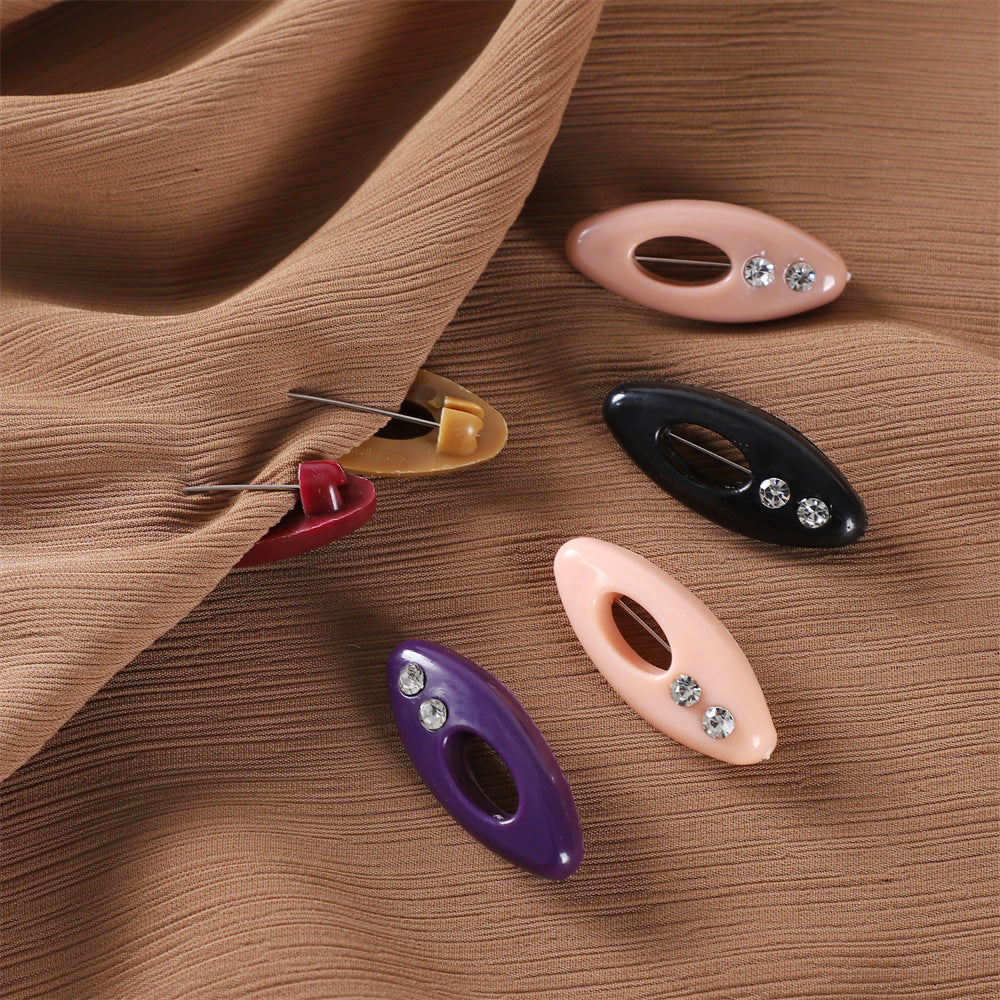Oval Color Plastic Buckle Neck Clip Veil Pin Silk Brooches