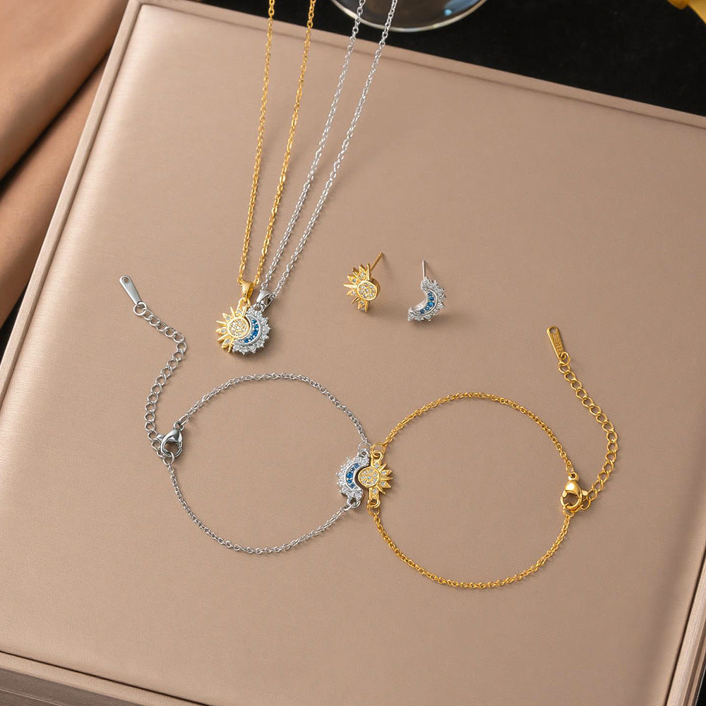 New Design Celestial Sun Moon Shining Stud Earrings