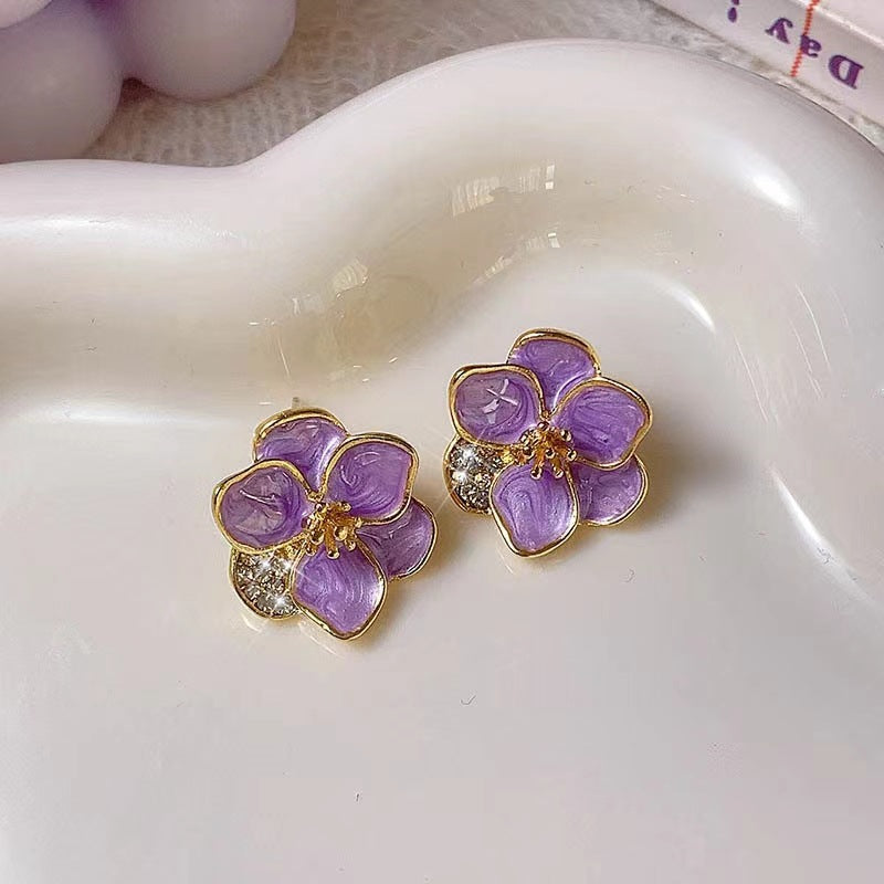 Women's Fairy Sweet Potato Purple Blue Pink High-grade Temperament Stud Earrings