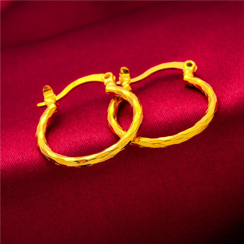 Women's Meteor Shower Starry Glossy Mirror Lobster Buckle Alluvial Gold Earrings