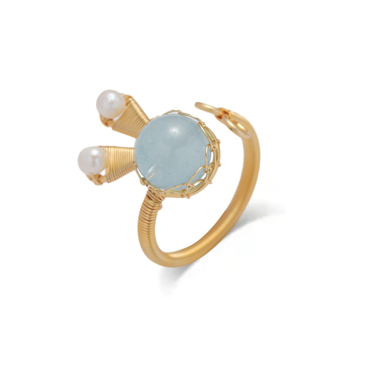 Freshwater Baroque Shaped Pearl Opal Simple Rings