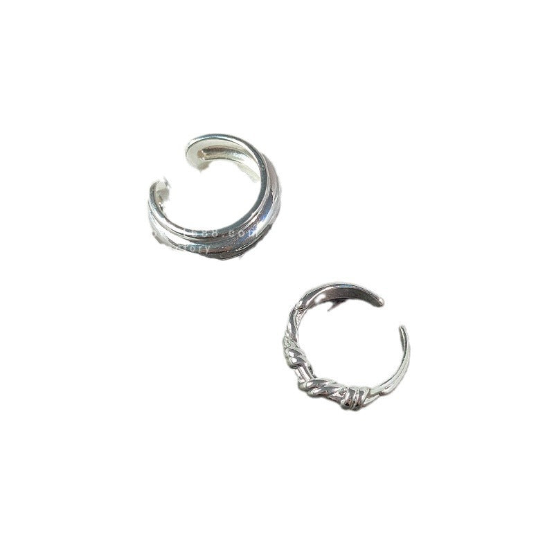 Style Knotted Curved Sier Personality Simple Rings