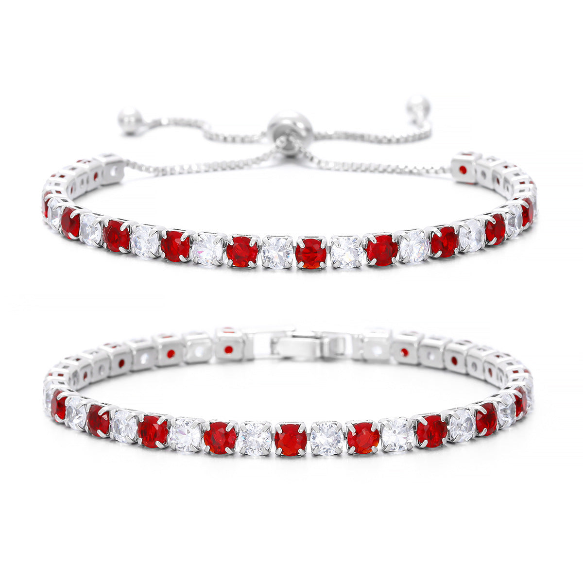 Zircon Single Row Full Diamond Adjustable Draw Tennis Fashion Bracelet