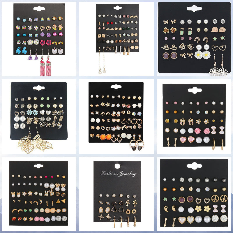Metal Irregular Geometry Pairs Earings Vintage Pearl Earrings