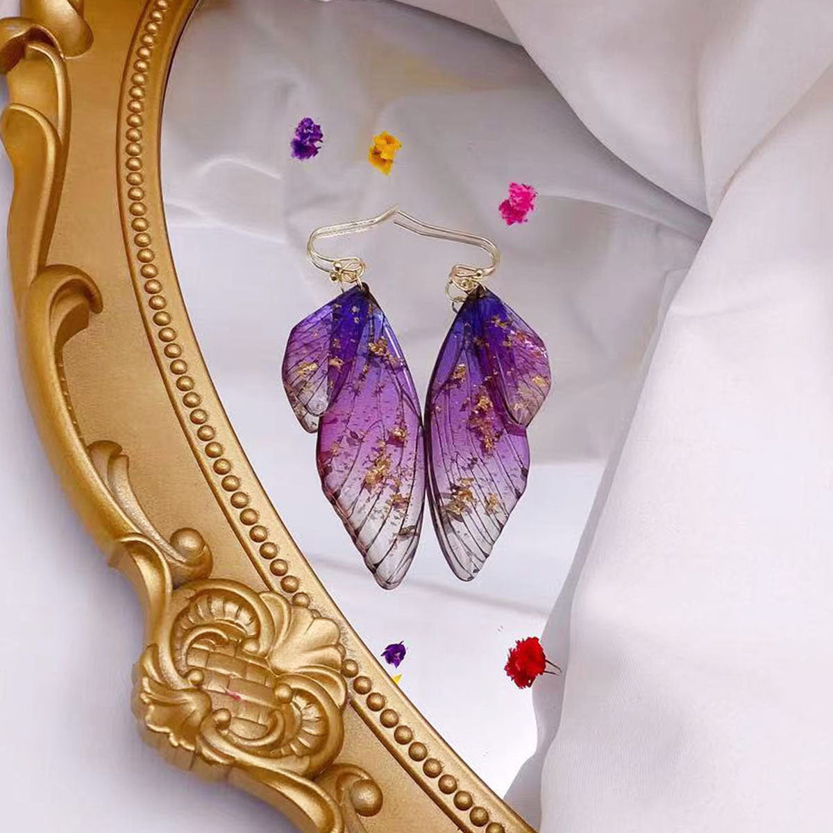 Women's Sier Cicada Wings Ear Hook Butterfly Temperamental Fairy Long Eardrop Earrings