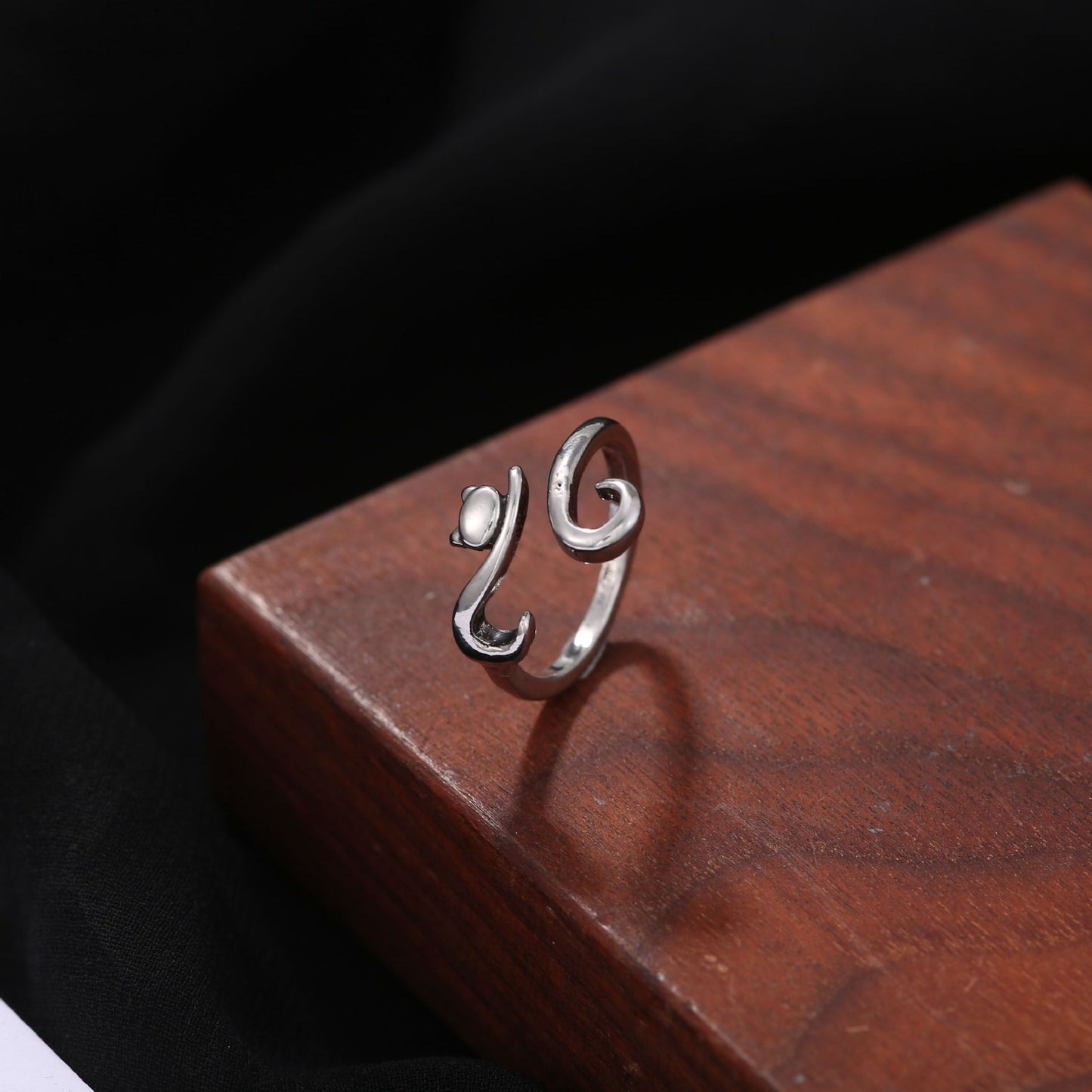 Men's Retro Trendy Sier Open Single Lucky Rings