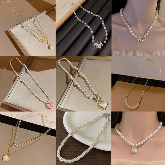 Women's Stitching Heart Clavicle Chain Light Luxury Necklaces
