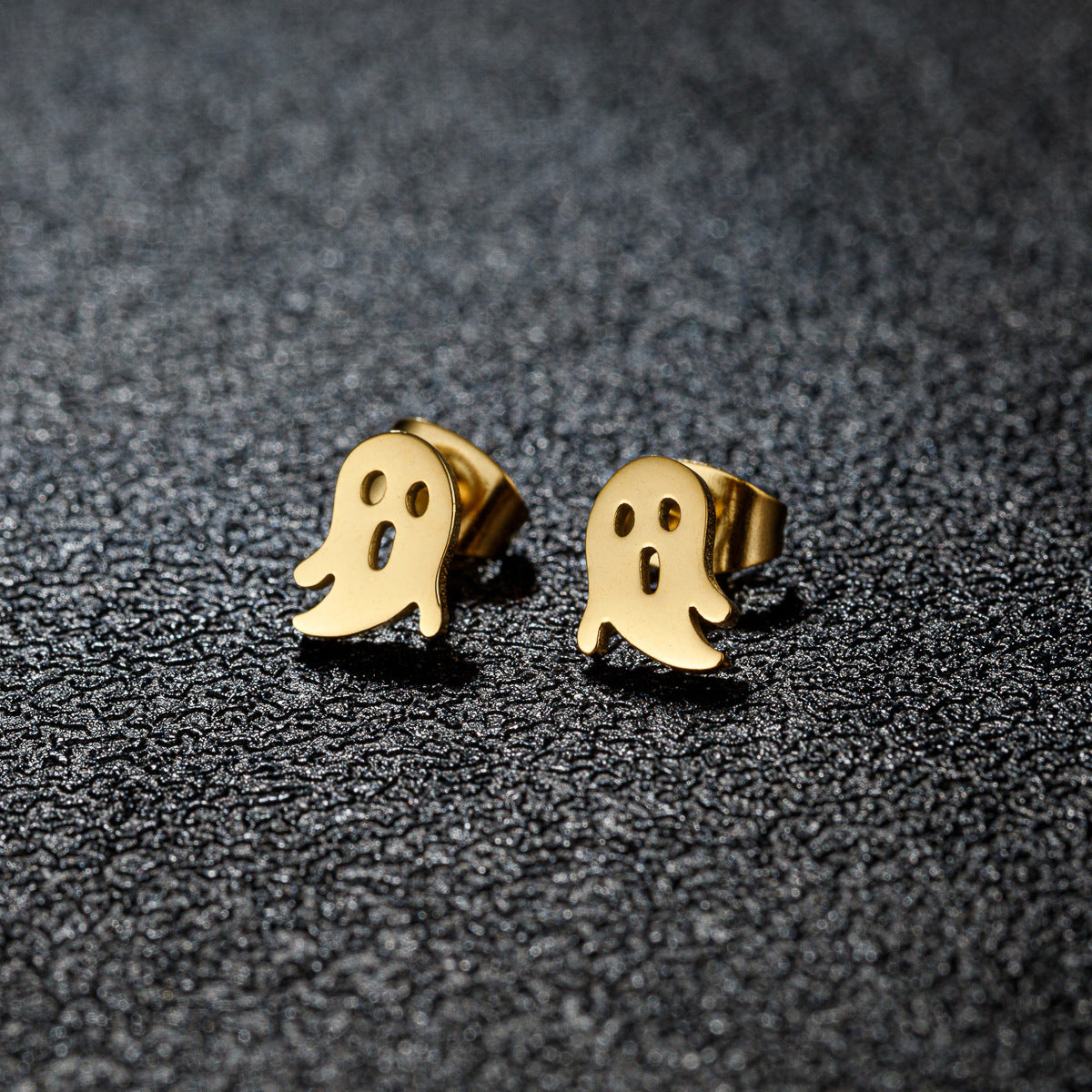 Stainless Steel Goldfish Bird Ear Design Ghost Skull Stud Earrings