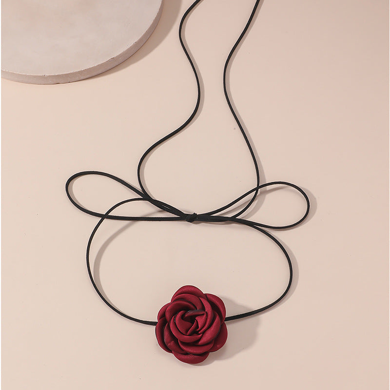 Black Beige Wine Red White Flower Vintage Court Collar