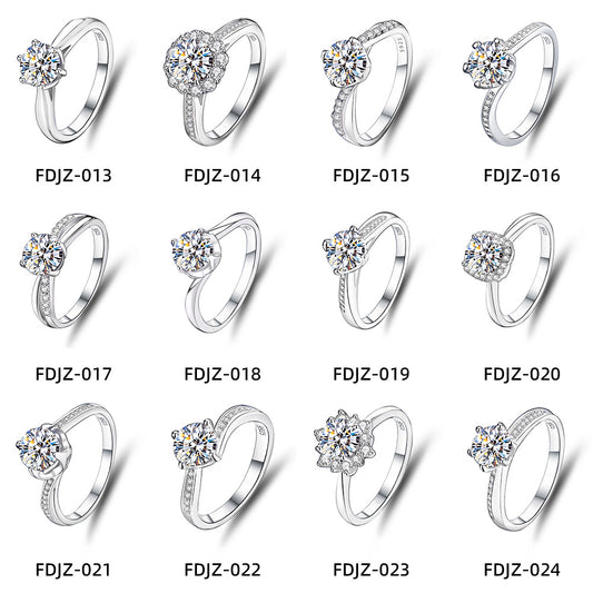 Women's Sterling Sier Moissanite Classic Fashion Proposal Wedding Rings
