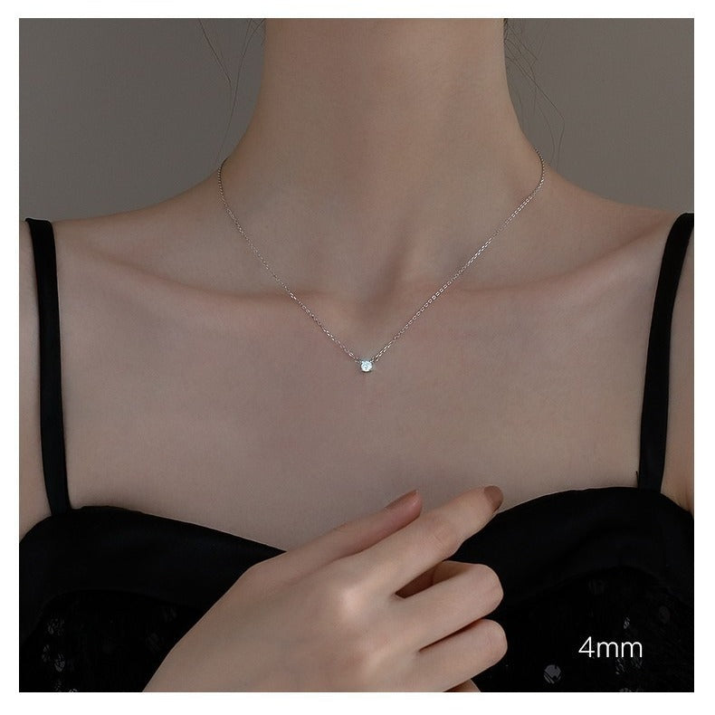 Women's Sterling Sier Rhinestone Minimalist Design Niche Necklaces