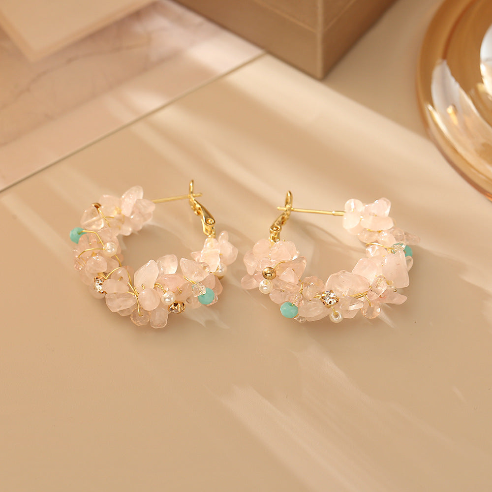 Super Fairy Colorful Crystal Fresh Sweet Fashion High Earrings