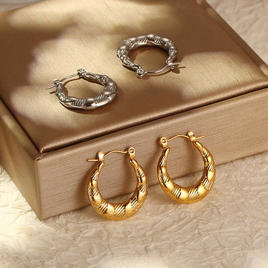 Women's Round Stainless Steel Simple High-grade Light Luxury Earrings