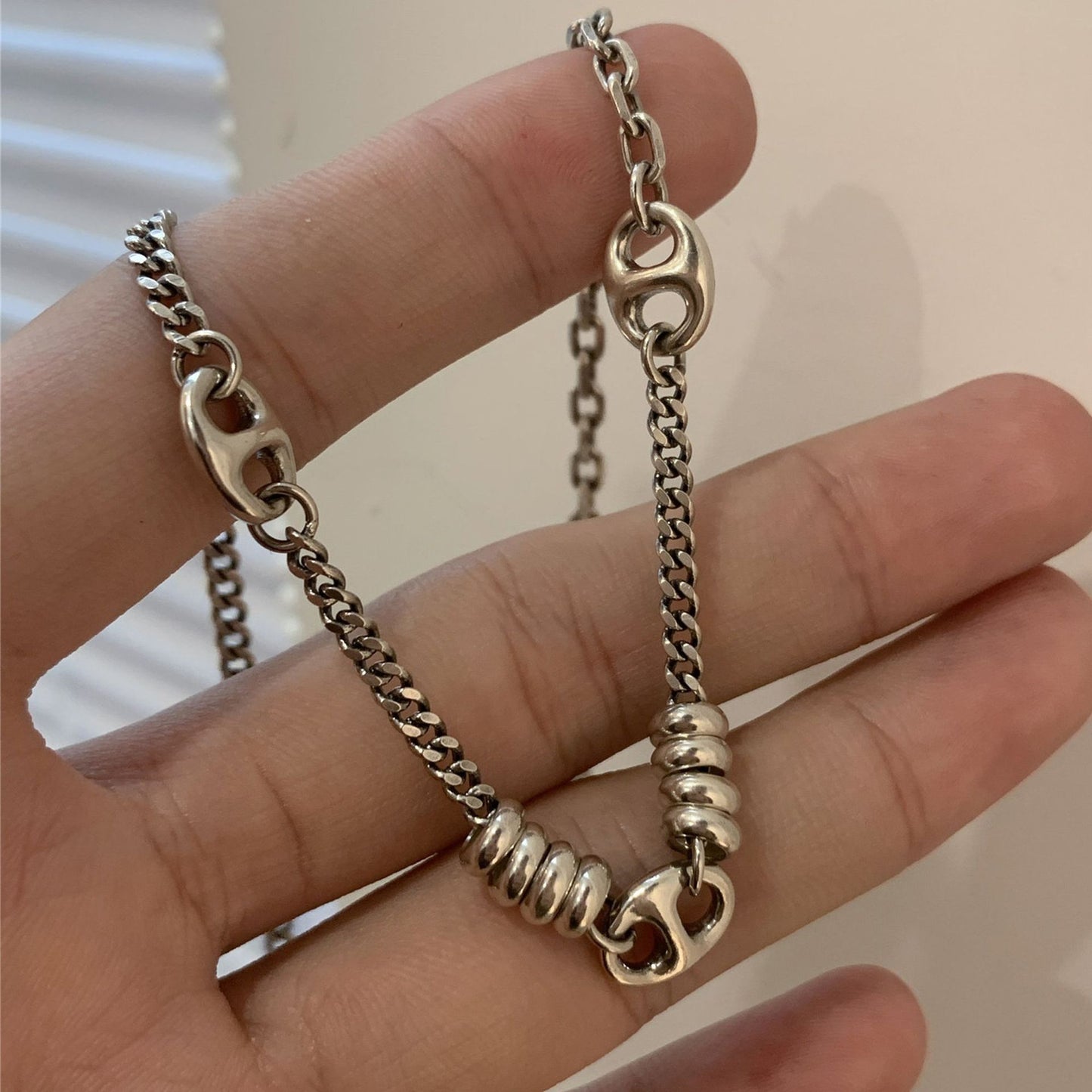Retro Pig Nose Chain Stitching Sweater Female Light Luxury Minority Necklaces